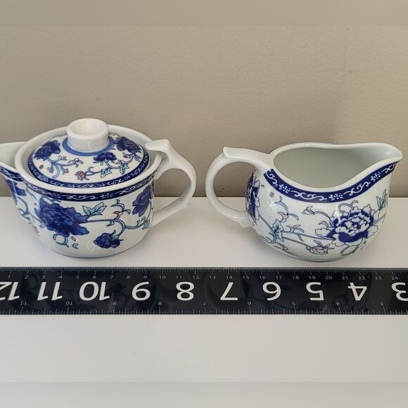 Oriental Asian Blue Floral Tea Creamer Cups Set #1141 - Picture 14 of 16